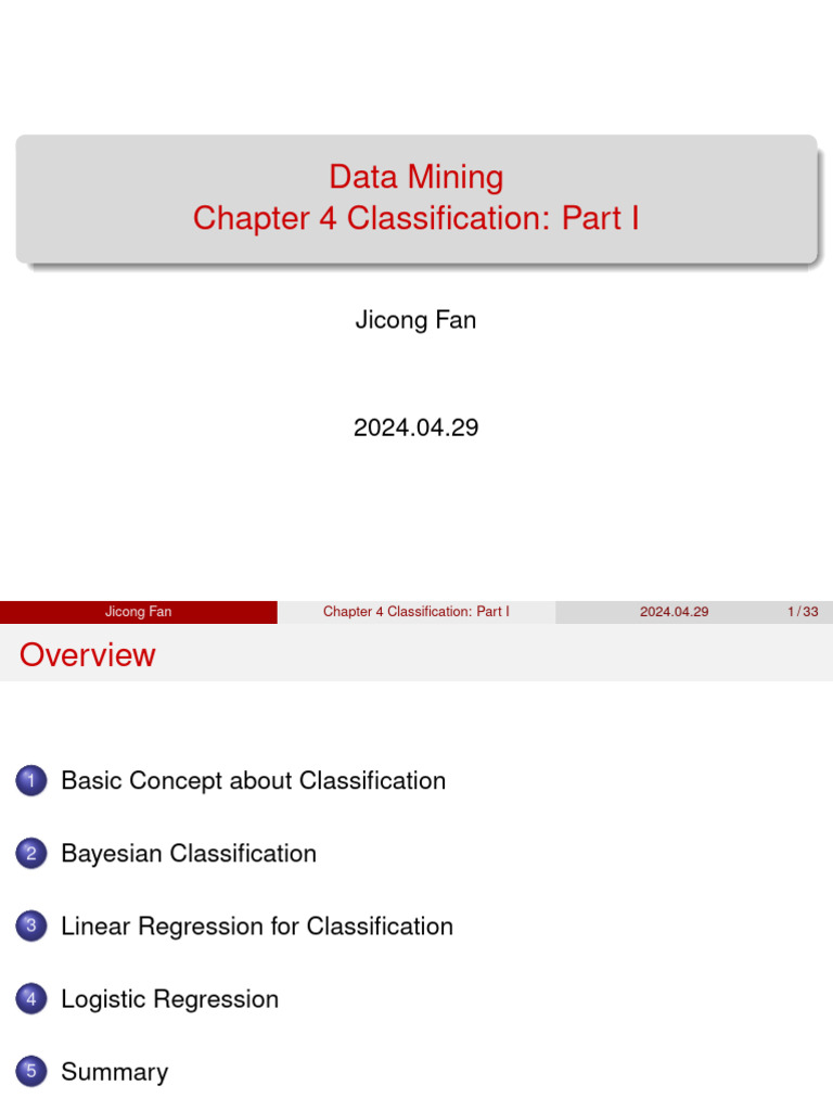 C4 Classification Part I | PDF | Statistical Classification | Bayesian ...