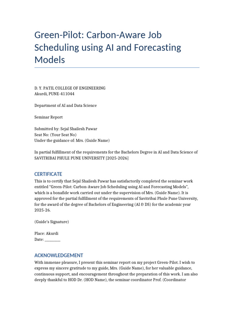Green_Pilot_Report | PDF | Computing