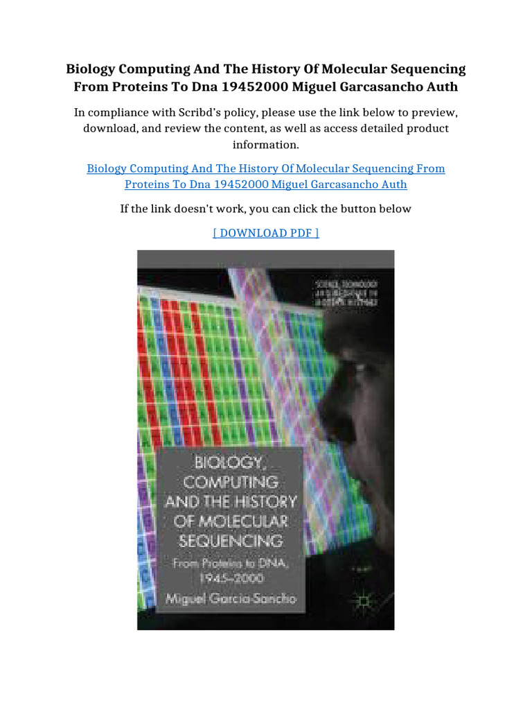 Biology Computing And The History Of Molecular Sequencing From Proteins ...