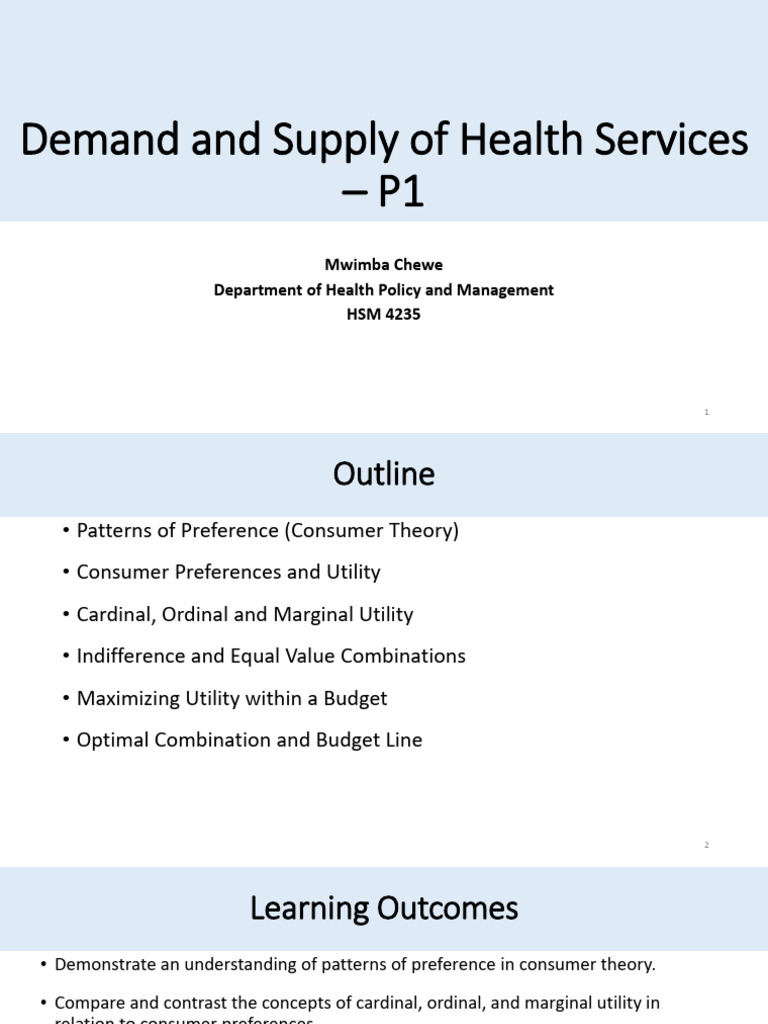 Lecture 3 - Demand and Supply of Health Services - P1 - Up | PDF ...