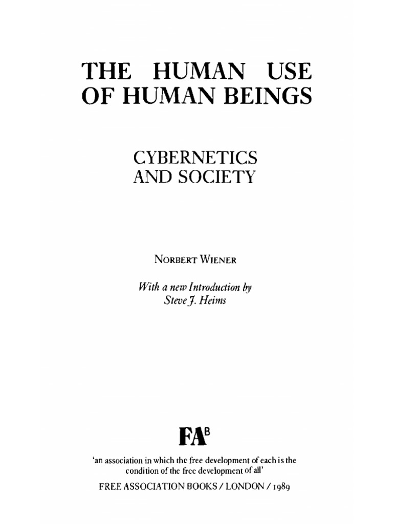 Norbert Weiner. The Human Use of Human Beings | PDF