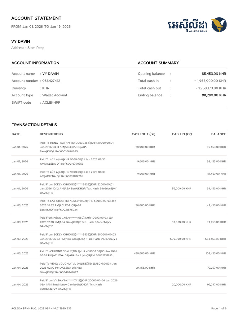 Account Statement 19-01-2026 | PDF | Banking | Business