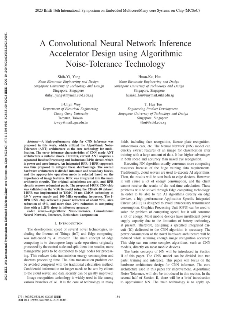 A Convolutional Neural Network Inference Accelerator Design Using ...