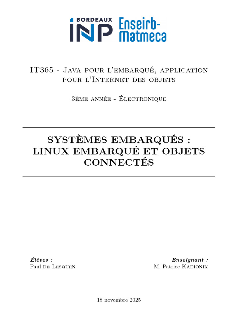 Rapport Systèmes Embarqués Logiciels Libres Pour L Embarqué-1 | PDF ...