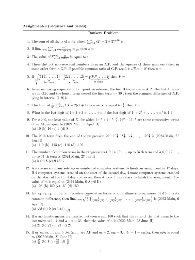Progression and Series | PDF | Mathematics | Numbers
