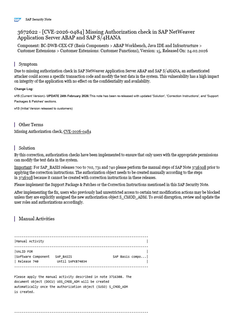 Missing Authorization Check in SAP NetWeaver Application Server ABAP ...