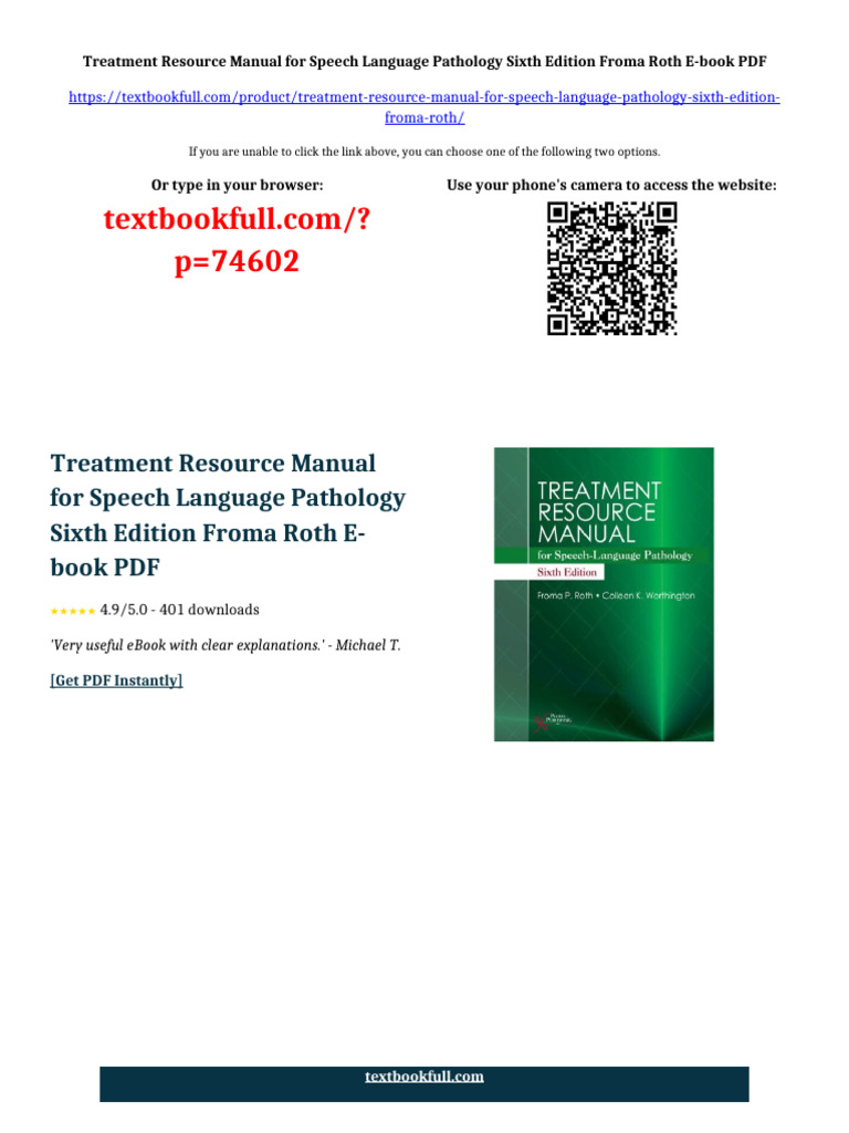 Treatment Resource Manual for Speech Language Pathology Sixth Edition ...