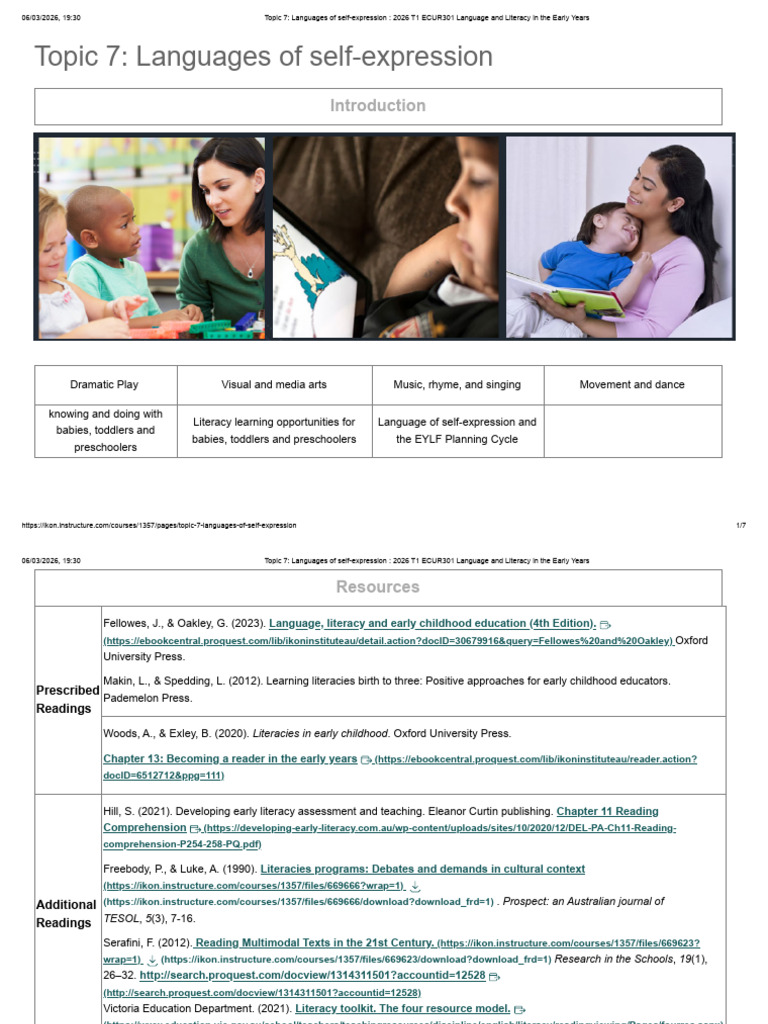 Topic 7 - Languages of Self-Expression - 2026 T1 ECUR301 Language and ...