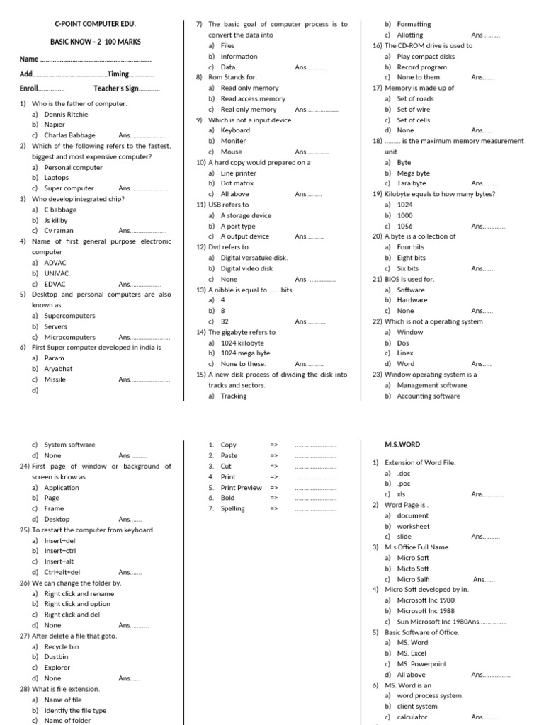 Exam 2 | PDF | Microsoft Word | Microsoft Excel