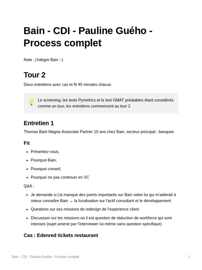 Bain - CDI - Process Complet2022 | PDF