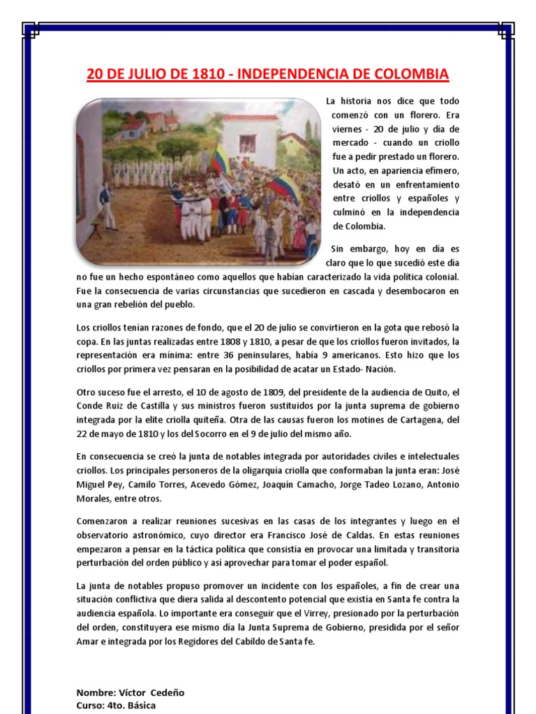 20 De Julio De 1810 America Del Sur America Latina