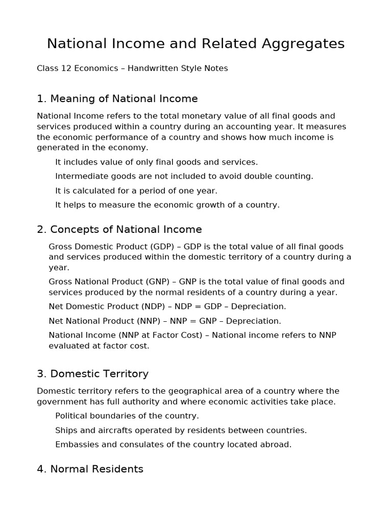 National Income Related Aggregates Handwritten Style | PDF | Gross ...
