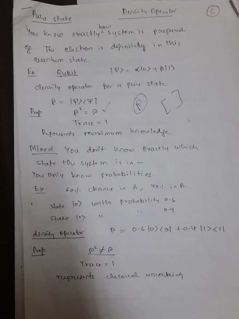 Density Operator and Quantum Entanglement | PDF