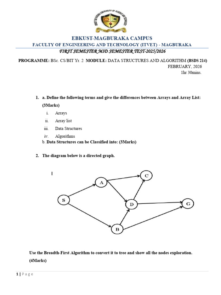 Data Structure Test 2026 | PDF