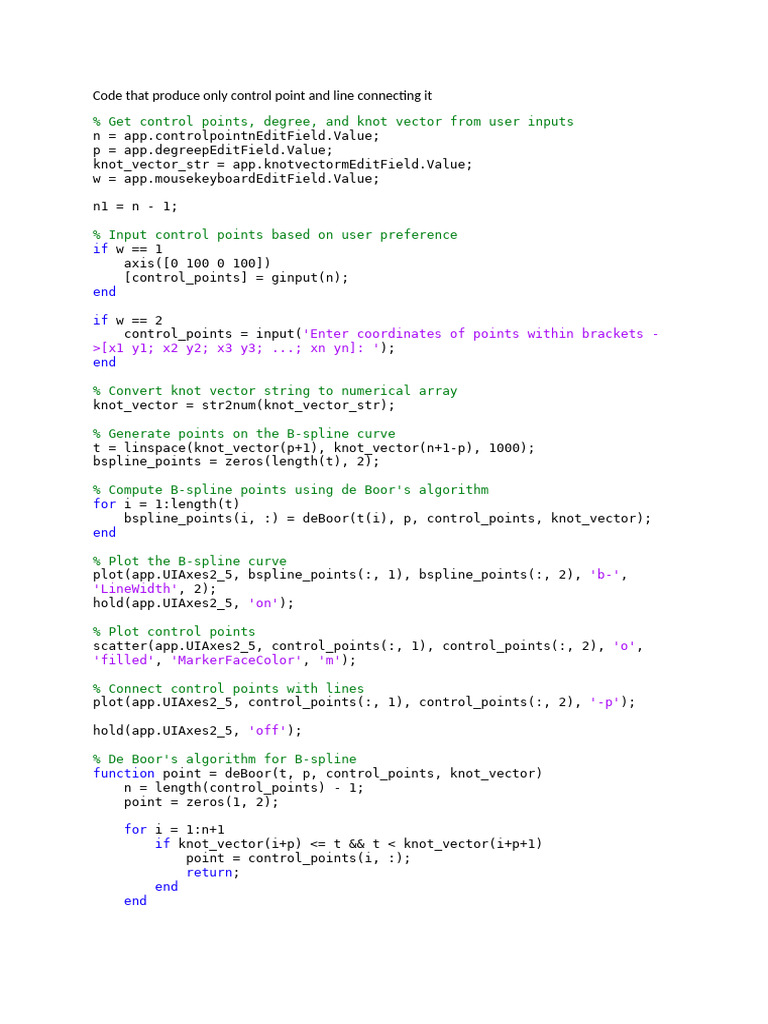 Code That Produce Only Control Point and Line Connecting It | PDF