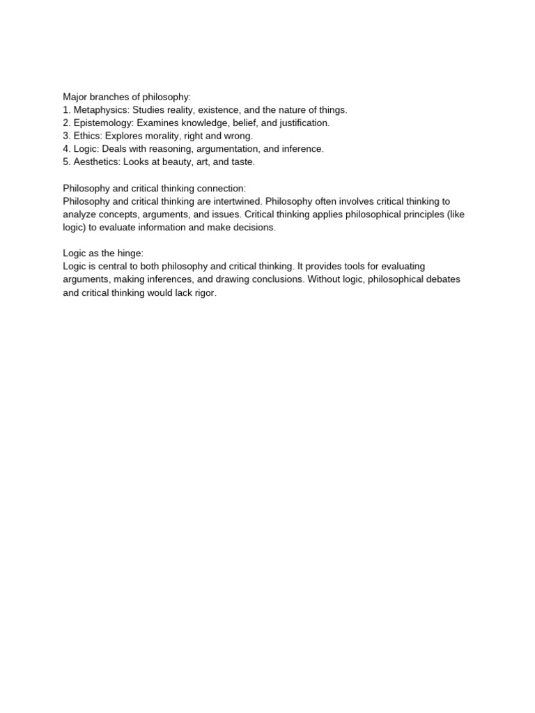 Major Branches of Philosophy | PDF
