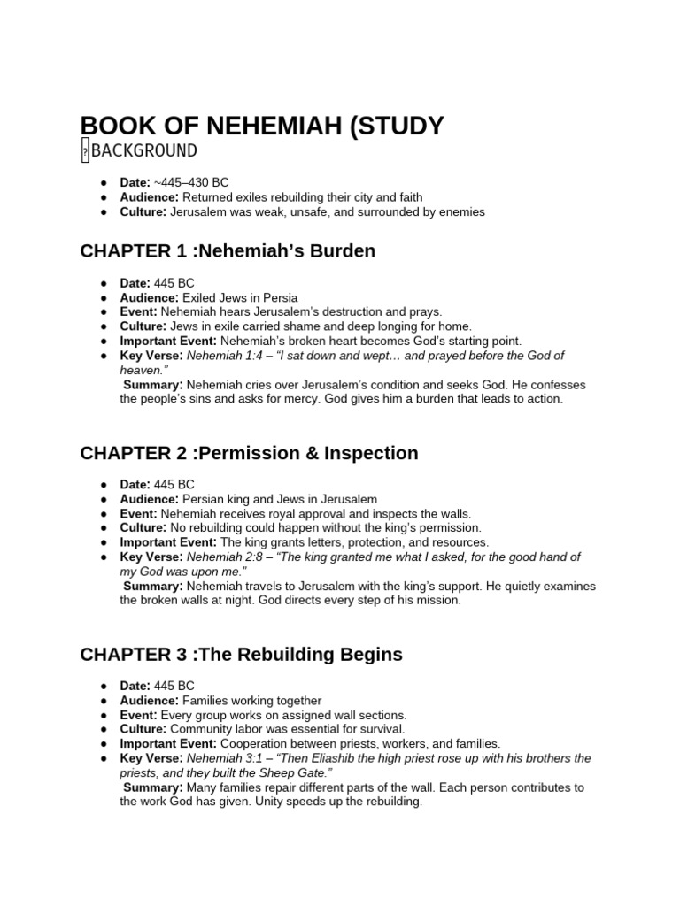 Book of Nehemiah - Full Study | PDF | Temple In Jerusalem | Old ...
