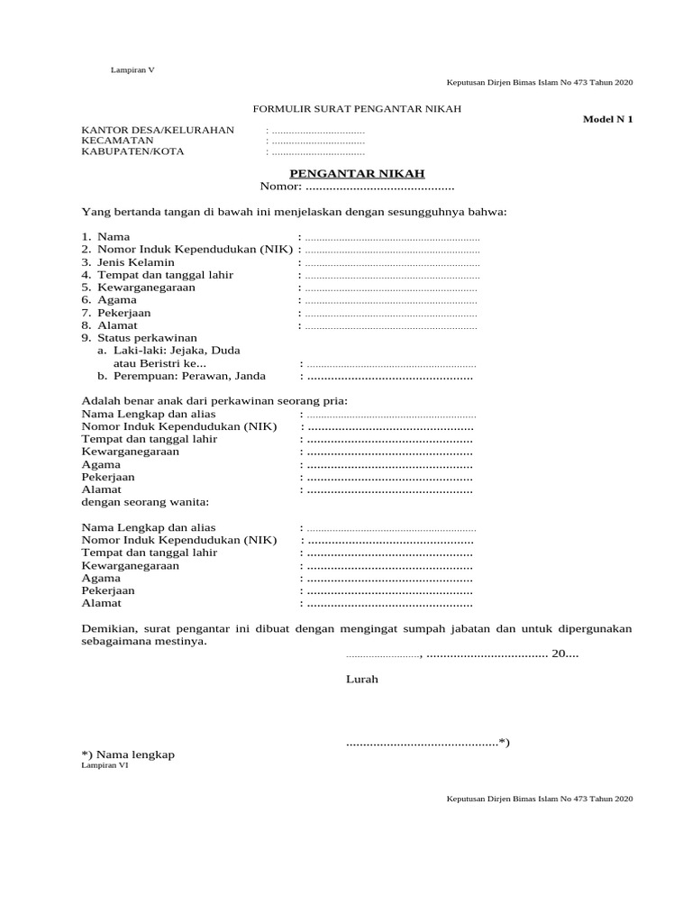 Formulir Nikah | PDF