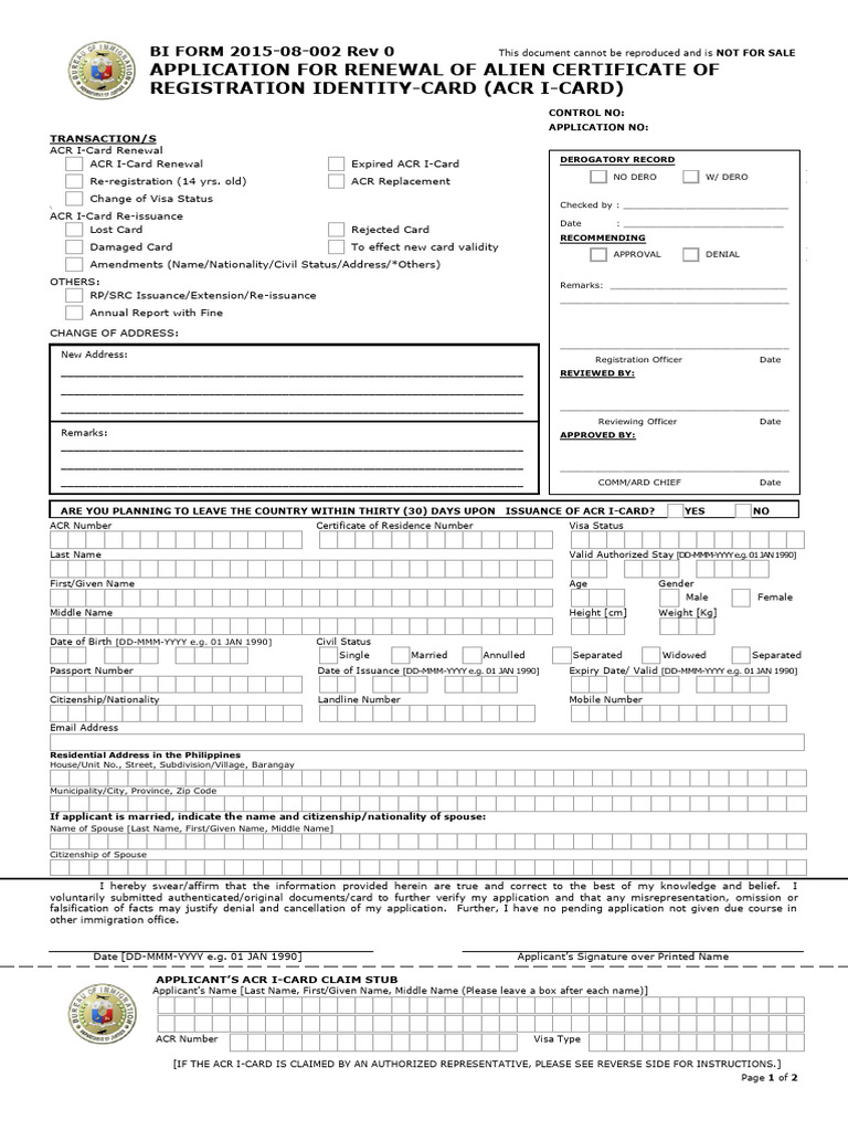 BI FORM 2014-08-010 Rev 1 | PDF | Identity Document | Government And ...