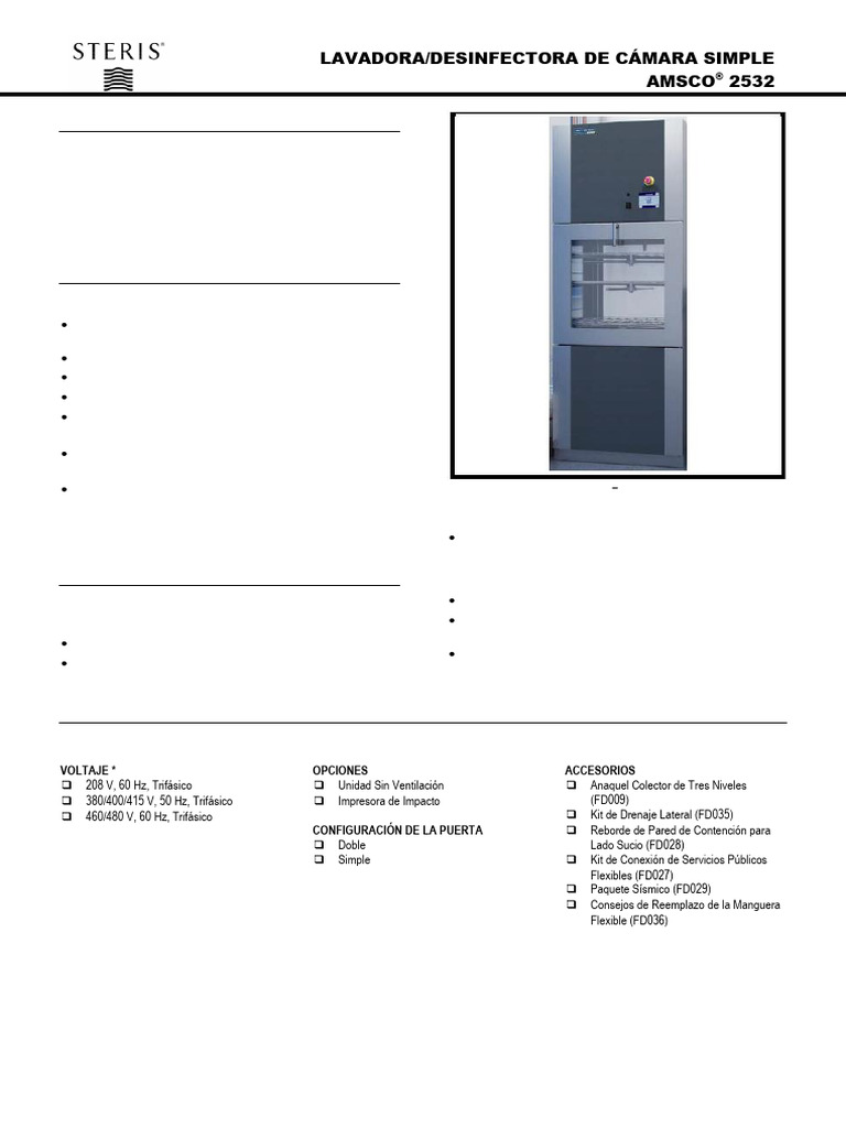 Ficha Técnica Termo Amsco 2532 | PDF | Agua | Lavadora