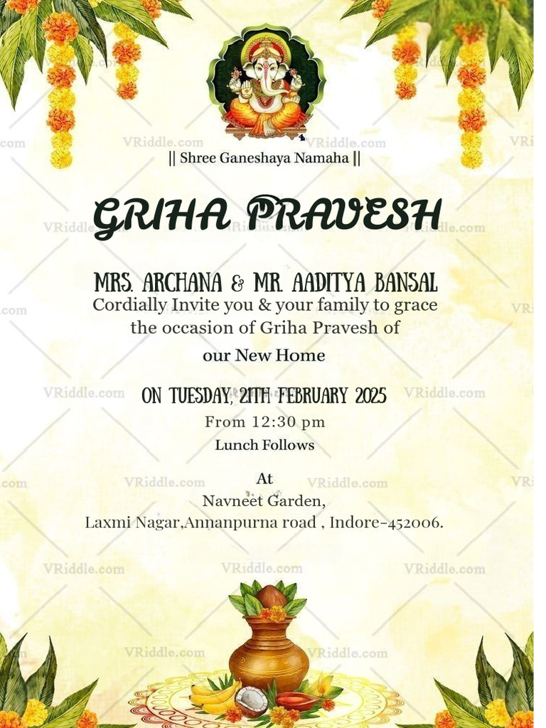 Griha Pravesh Invitation | PDF