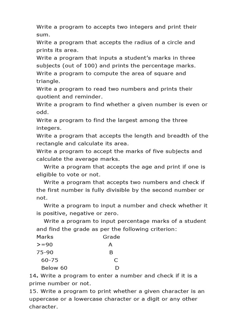 Practical List Class XI | PDF | String (Computer Science) | Area