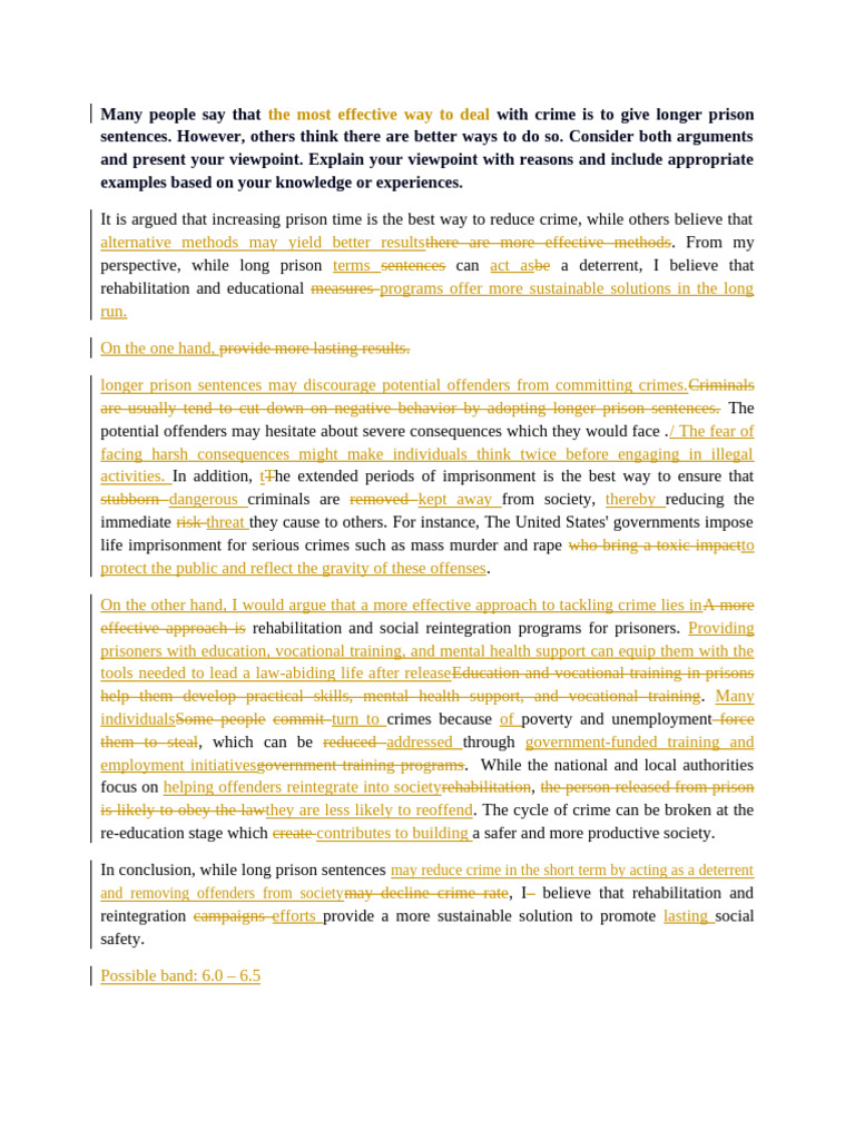 Writing 2 Longer Prison for Criminals | PDF | Crimes | Crime & Violence