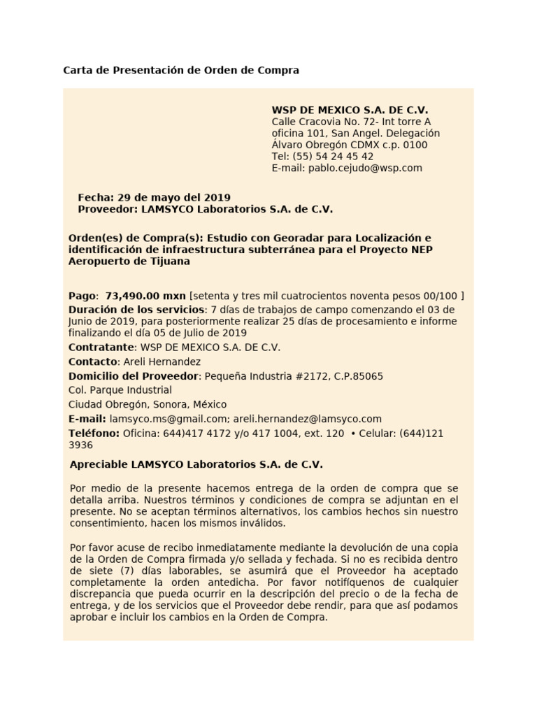 Modelo Orden de Compra | PDF