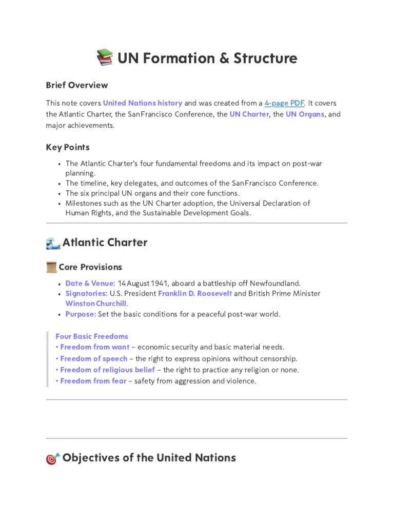 UN Formation & Structure: Atlantic Charter | PDF | United Nations ...