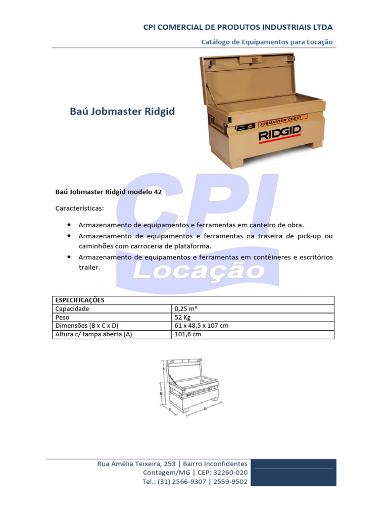Ficha-Tecnica-Bau Jobmaster Ridgid 42 | PDF