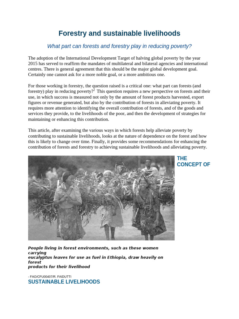 Forest Management and Sustainable Livelihood Challenges | PDF | Food ...