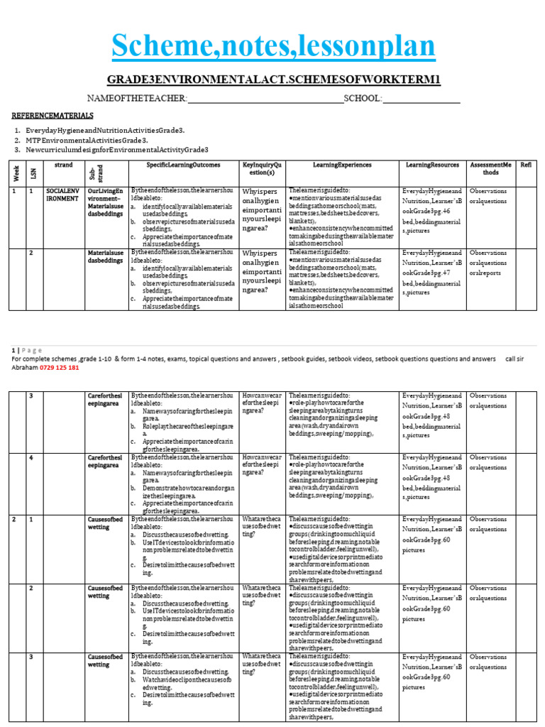 Grade 3 Term 1 Environmental Schemes | PDF