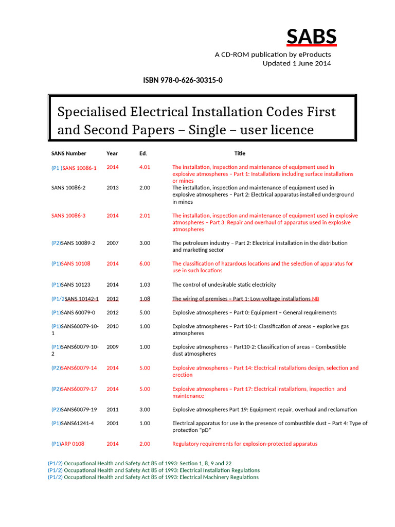 Sabs 3 | PDF | Electrical Wiring | Working Conditions