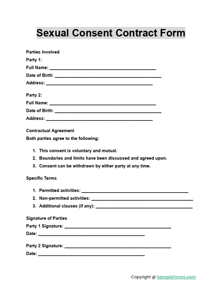 Sexual Consent Contract Form | PDF