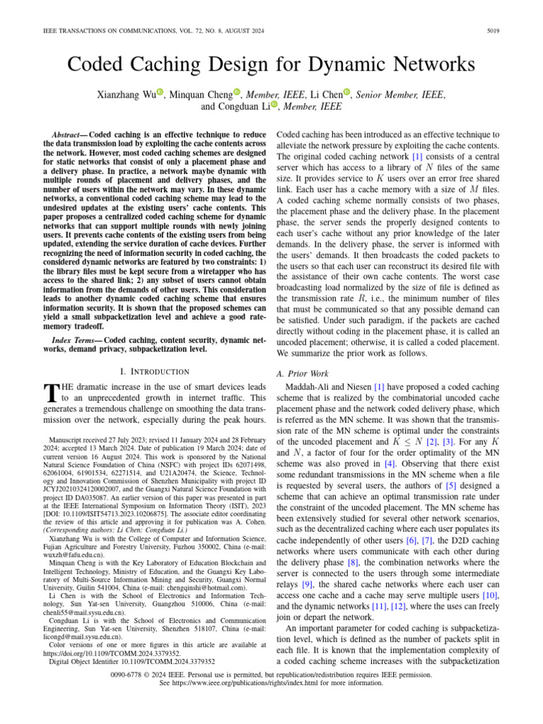 Coded Caching Design For Dynamic Networks | PDF | Computer Network ...