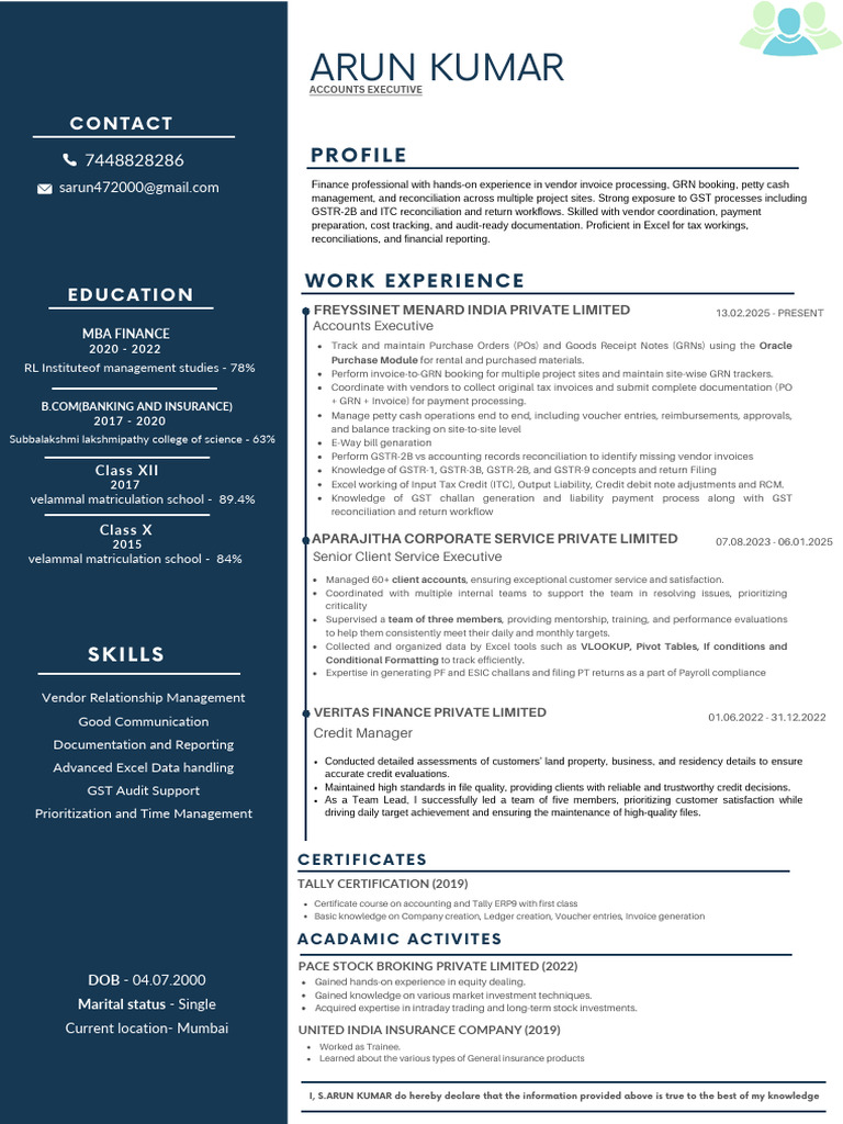 Arun CV | PDF | Invoice | Business