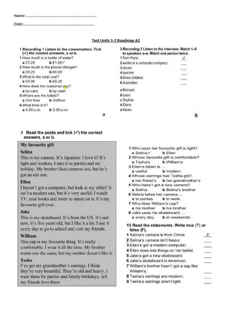 Final Exam A2 Level | PDF