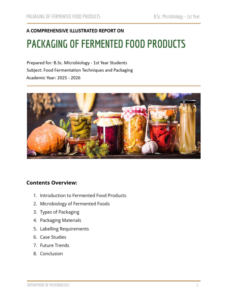 Food Fermentation Techniques and Packaging Report | PDF | Fermentation ...