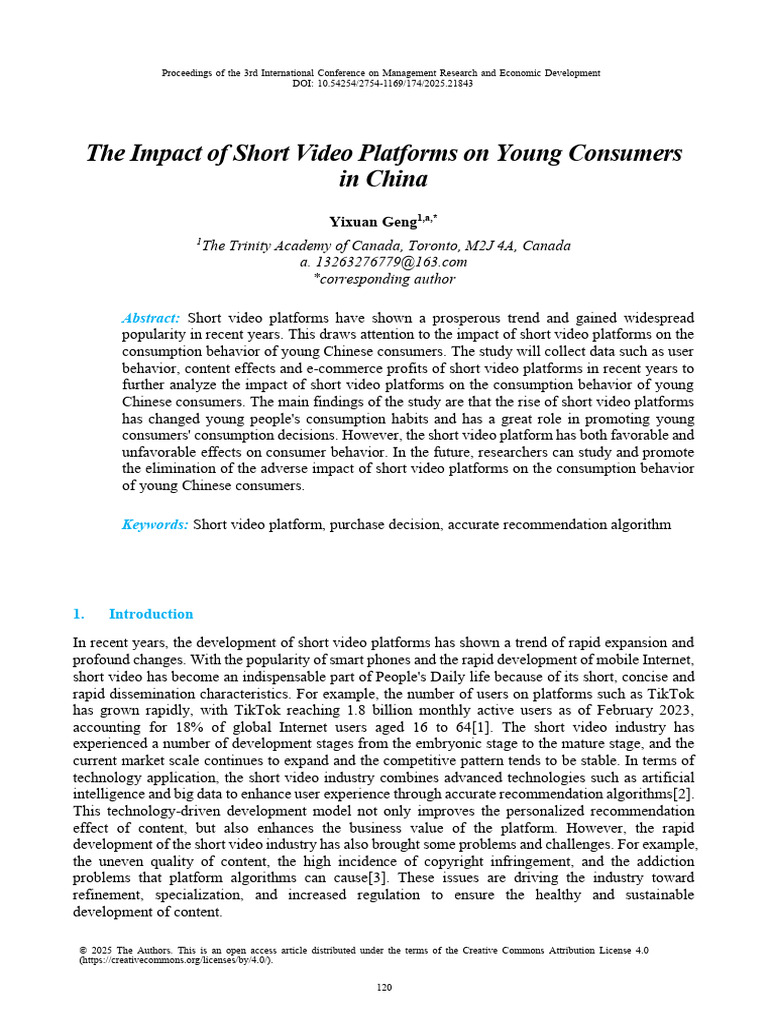 The Impact of Short Video Platforms On Young Consu | PDF | Consumer ...