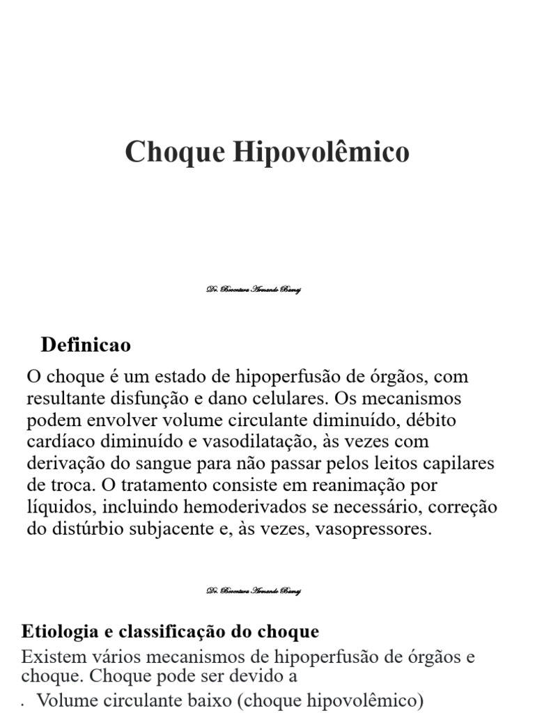Choque HIPOVOLEMICO | PDF
