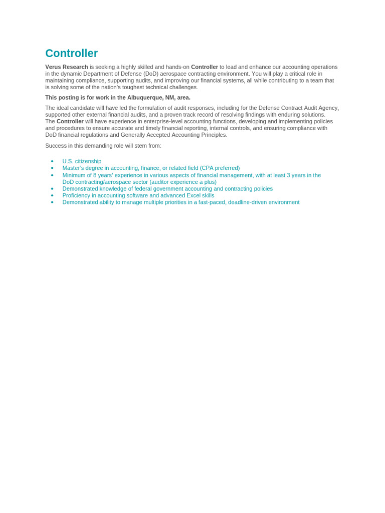 Verus Research - Controller | PDF