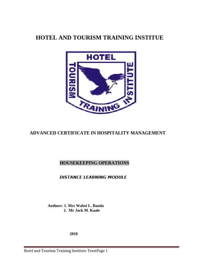 Housekeeping Operations Module | PDF | Housekeeping | Bed