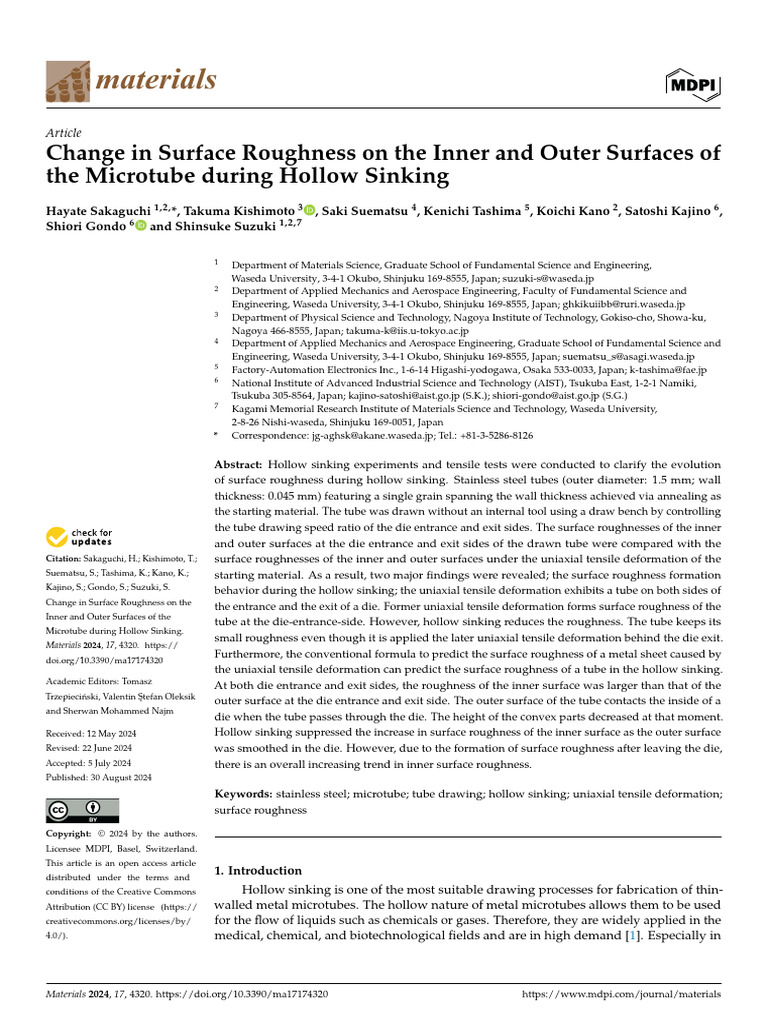 Change in Surface Roughness On The Inner and Outer | PDF | Yield ...