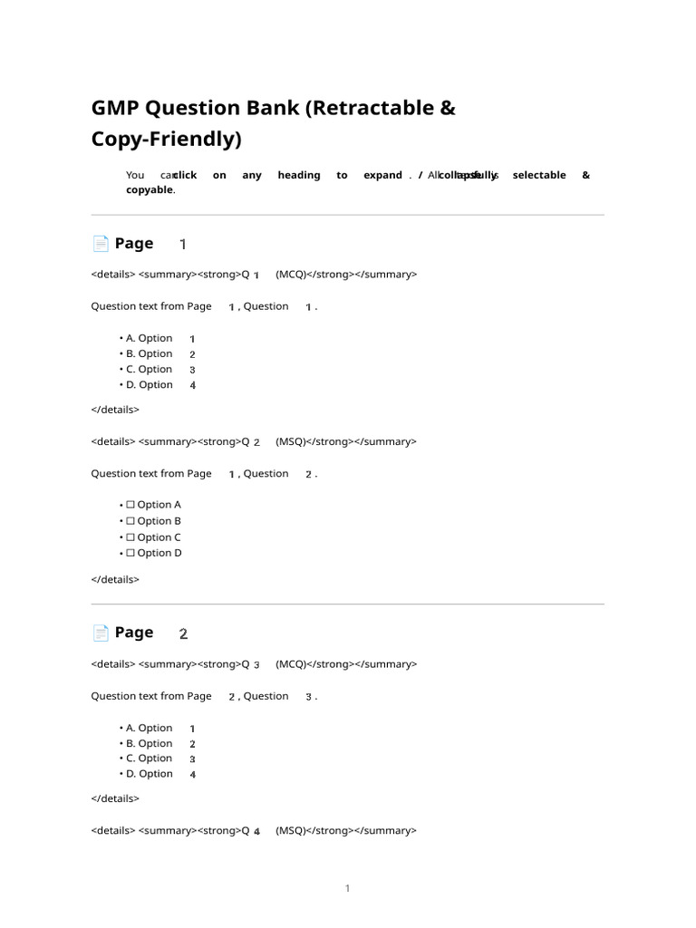 Gmp Retractable Question File | PDF