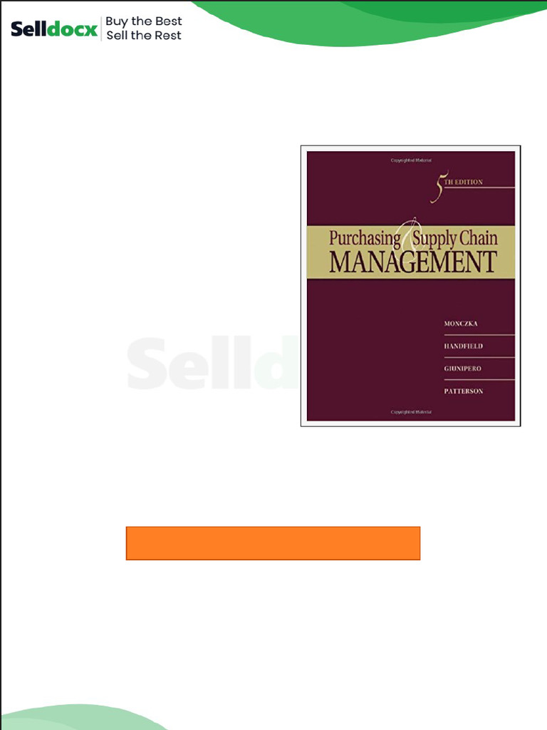 Test Bank For Purchasing and Supply Chain Management 5th Edition by ...