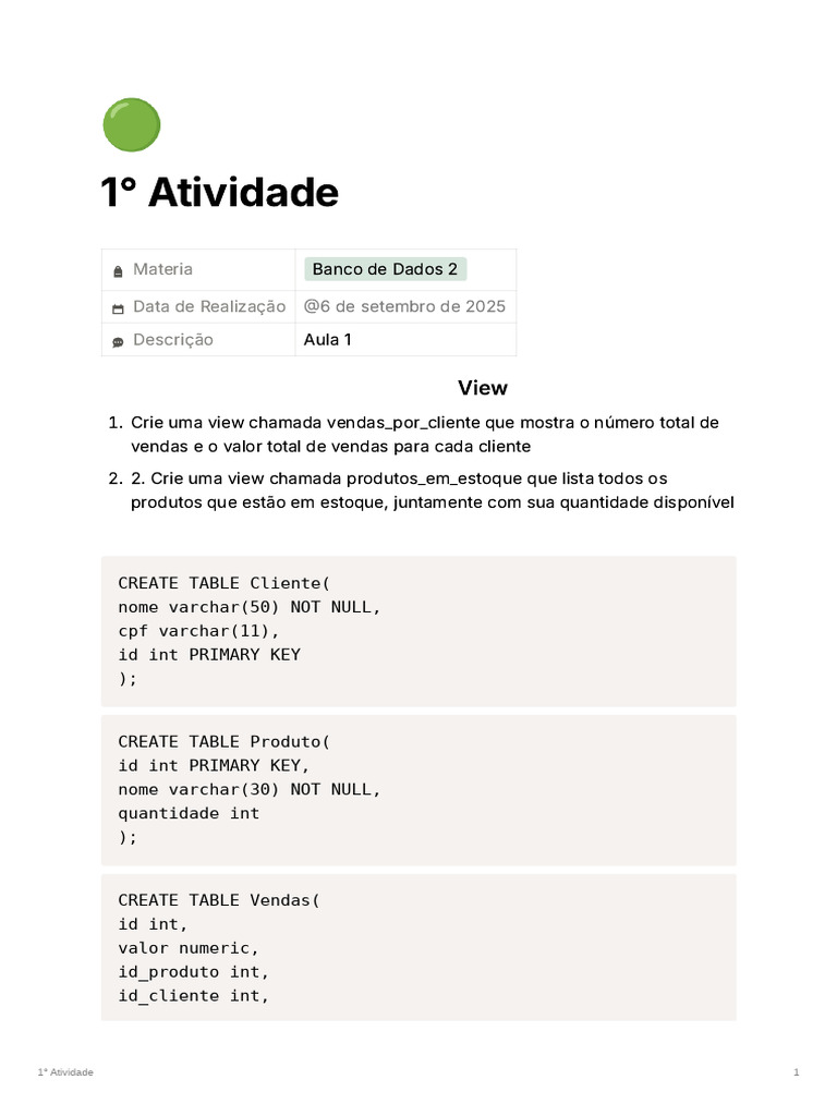 1 Atividade - 1 | PDF