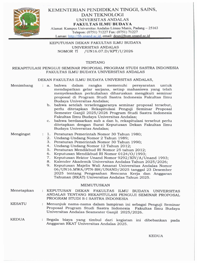 Sk Rekap Seminar Proposal | PDF