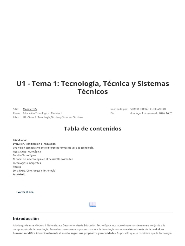 U1 - Tema 1 - Tecnología, Técnica y Sistemas Técnicos - MOODLETLS | PDF ...