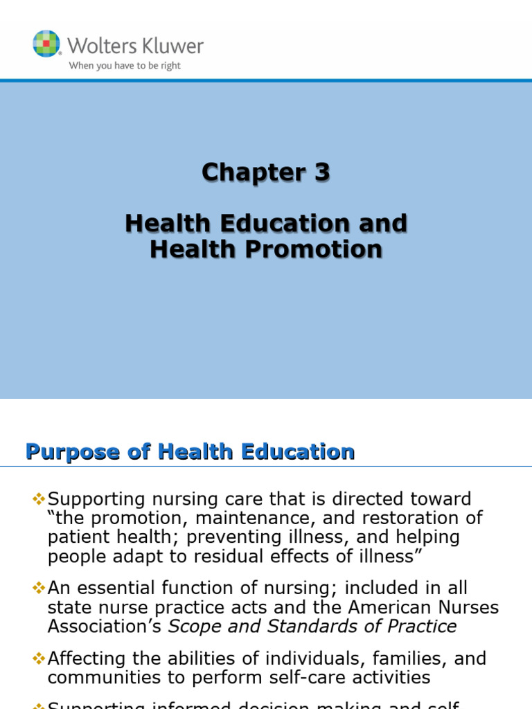 Health Education and Health Promotion | PDF | Nursing | Learning