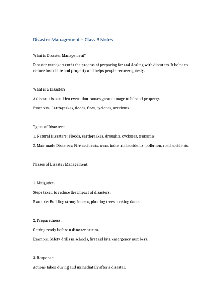 Class9 Disaster Management | PDF